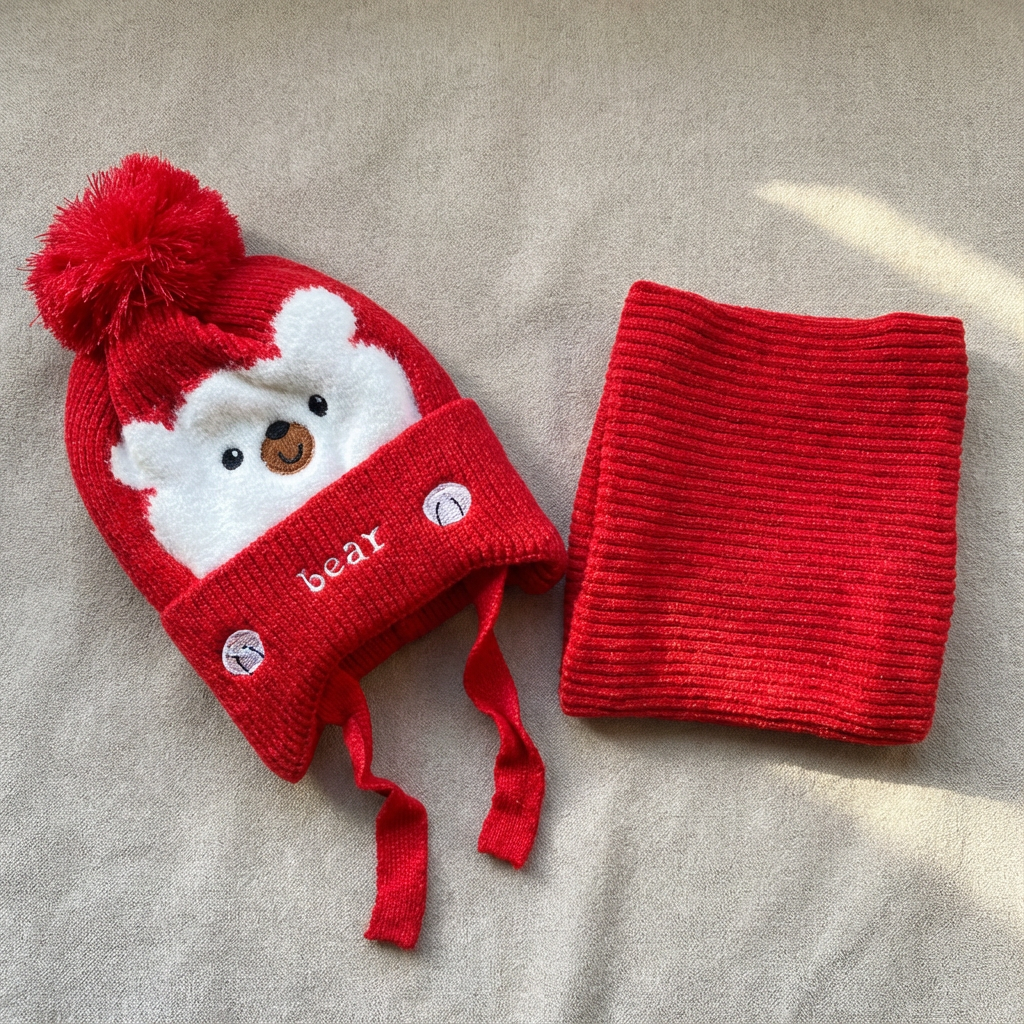 🧒❄️ Gorro con Cuellera para Niño – Abrigo Completo, Suave y Súper Cálido