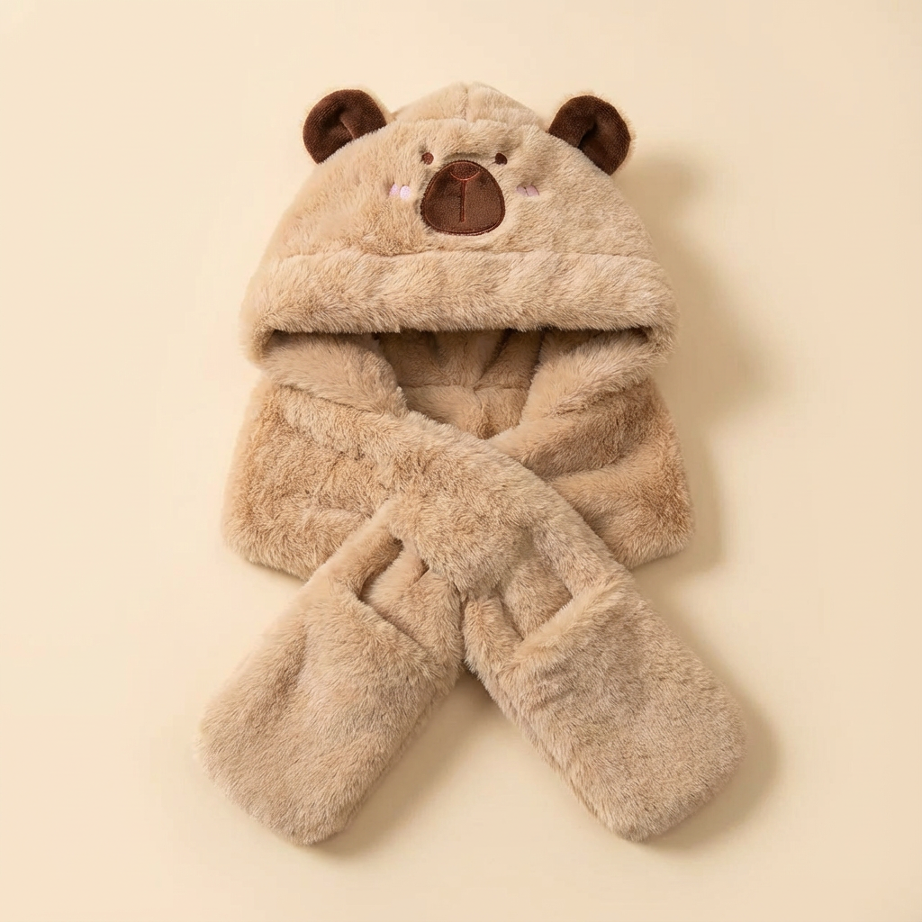 🦫 Gorrito Capibara Para Niños – Fluffy, Ajustable y Súper Adorable