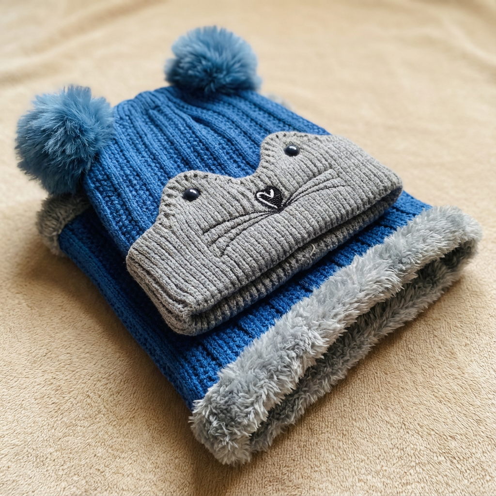 🧒❄️ Gorro con Cuellera para Niño – Abrigo Completo, Suave y Súper Cálido