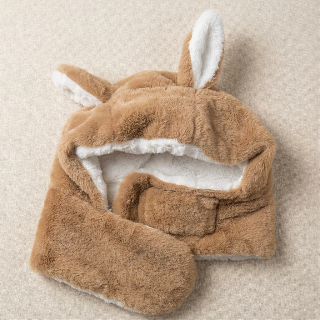 🧸 Gorrito Peluche Ajustador Para Niños – Suave, Tierno y Ultra Abrigado