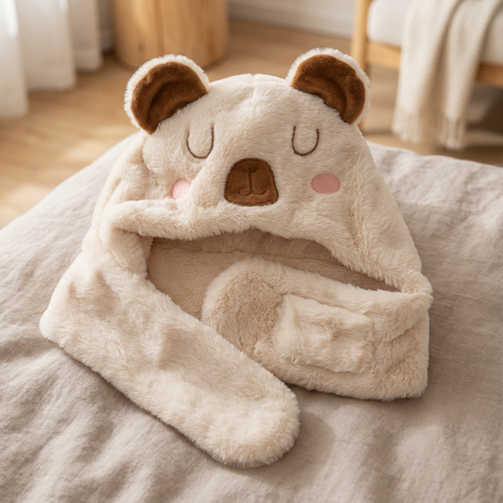🧸 Gorrito Peluche Ajustador Para Niños – Suave, Tierno y Ultra Abrigado